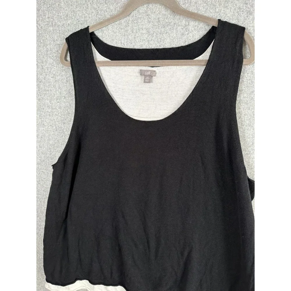 J. Jill 4X Tank Top Womens Black Cream Double Layer Sleeveless Linen Rayon Shirt - Picture 8 of 8